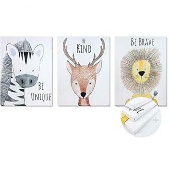 Pack 3 Tríptico cuadros con marco decorativos de lienzo impreso infantiles para decoración pared habitación dormitorio niños con bastidor de madera - 3 cuadros tamaño 30x40cm