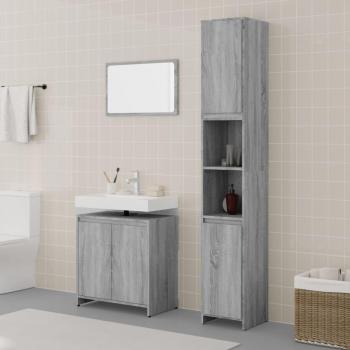 Set de muebles de baño 3 piezas madera contrachapada gris sonoma vidaXL