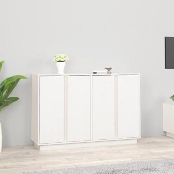 Aparador de madera maciza de pino 120x35x80 cm, mueble de almacenaje de salón, buffet para salón, armario auxiliar, armario de almacenamiento en color blanco