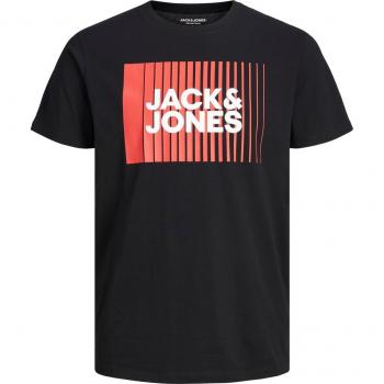 Jack & Jones Corp Logo Short Sleeve Round Neck T-Shirt, Black, UK Size M