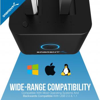 'Sabrent USB 3.0 A SSD/2.5 SATA Dual Bay Docking Station para Disco Duro SSD/2.5 HDD con disco duro – Fotocopiadora/Kloner Función [UASP, admite – 6 Tb +]