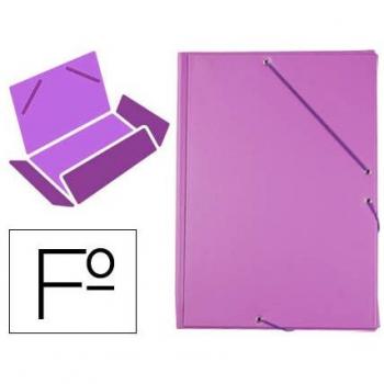 Carpeta de gomas de plástico lila con solapas para folio