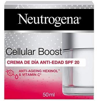Neutrogena Cellular Boost Crema de Día Antiedad SPF 20 con Vitamina C, Para la Cara y el Cuello, 50 ml