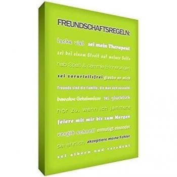 El pequeño ayudante FR DR 1216-02G Wandschmuck de lona fuerte en reglas modernas amistad estilo tipográfico, 30,5 x 41 cm, verde lima