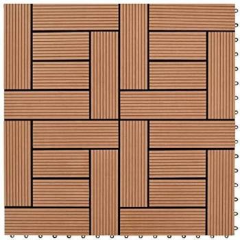 vidaXL 22x Baldosas de Porche de WPC 30x30cm Superficie 2m² Marrón Base Suelo Moquetas Materiales Construcción Patios Balcones Baños Resistentes Agua