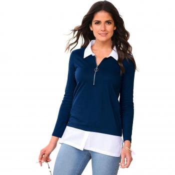 VENCA Camiseta Efecto Doble by Vencastyle,Azul Marino,3XL