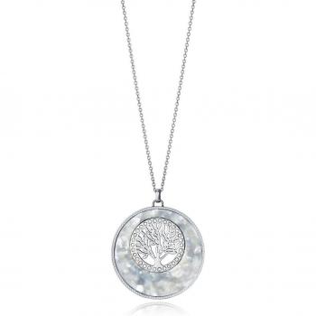 Collar Viceroy Chic con motivo de resina blanca, bisel de circonitas y árbol de la vida