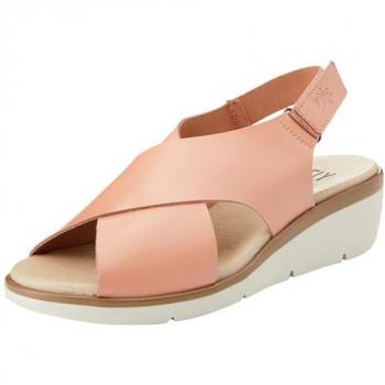 Fly London Women's Brooklyn Leather Wedge Sandals - Nude Pink, Size 6