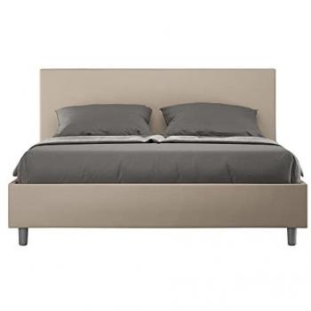 Cama Contenedor Acolchada Símil Piel Gris Tórtola Adele 160x200