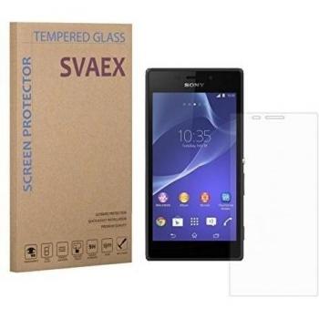SVAEX Sony Xperia M2 Premium Protector de pantalla de vidrio templado - vidrio de dureza 9H - grosor de 0.3mm - transparencia de alta definición - bordes redondeados 2.5D - antigolpes - recubrimiento oleofóbico - tacto delicado - vidrio de alta calidad 