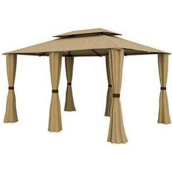 paramondo Comfort Gazebo Pabellón de jardín Cenador resistente al agua, 4 x 3m incl. paredes laterales, beige