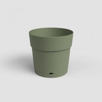 Maceta Artevasi Capri Grande de Plástico con Reserva de Agua, Color Verde Ceniza, 39,1 x 39,1 x 37 cm