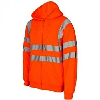 MYSHOESTORE® Hi Vis Viz sudadera con capucha banda de alta visibilidad cinta reflectante seguridad el sudor camisetas de trabajo forro cálido chaqueta de trabajo seguridad Workwear - Sudadera con cremallera con capucha Jumper Top Plus Big tamaño nara