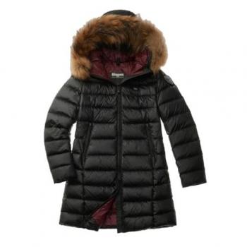 Kristin Women's Black Quilted Parka with Natural Fur Hood - Waterproof Nylon, Size S