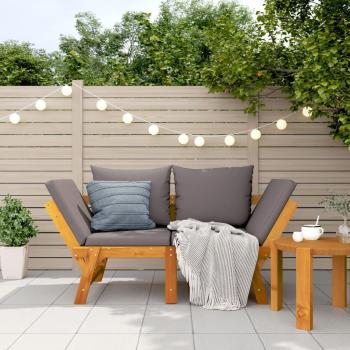 2-in-1 Acacia Wood Garden Bench with Cushions