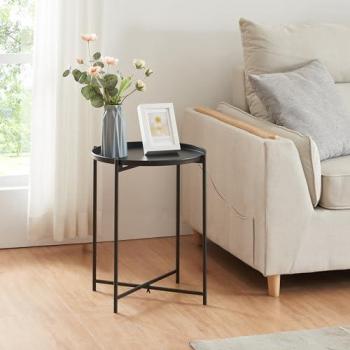 Mesa auxiliar Sälen redonda de metal negro 40 x 50 cm