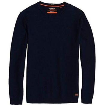 Superdry Edit Supima - Jersey de algodón con Cuello Redondo, Color Azul Marino T7Y Azul Azul Marino L