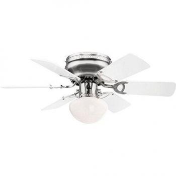 Ventilador de techo Globo Ugo 76 cm Blanco/Grafita con luz y lámpara de cristal