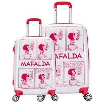 Set de Dos Maletas Mafalda Comic, policarbonato, Maleta de Cabina y Maleta Mediana