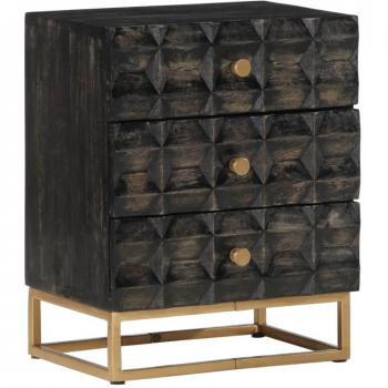 vidaXL Bedside Cabinet Black 40x29x50 cm Solid Wood Mango