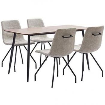 vidaXL Juego de Comedor 5 Piezas de Cuero Sintético Mobiliario Decoración Interior Casa Hogar Robusto Duradero Resistente Funcional Práctico Útil Gris