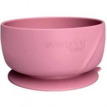 Bol de silicona con ventosa para bebés, color rosa púrpura