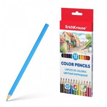 ErichKrause Caja Lápices de Colores Hexagonal 12 Colores Mina Super Brillante Resistencia al Impacto Fácil Afilado 49882