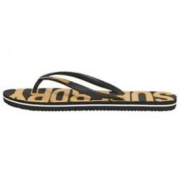 Chanclas Vintage Veganas Superdry para Mujer con Logotipo Negro y Dorado, Planas, Talla 40-41