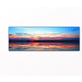 Imagen Panorama pared Puesta del sol azul de color naranja sobre lienzo y bastidor. La mejor calidad, hecho a mano en Alemania., blau gelb weiß grün grau rot orange braun lavendel flieder schwarz pink rosa lila sepia, 40x120