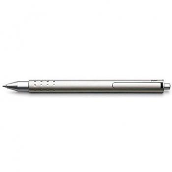 Lamy Tintenroller Swift 330 Palladium - Rollerball con escritura fluida, cuerpo de acero inoxidable y trazo B, incluye recarga M66 azul