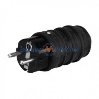 Clavija macho 2P+T de goma 16A IP44 Negra