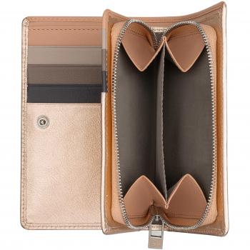 Dudu - Cartera mediana de mujer de piel en metálico bicolor con monedero con cremallera, características: cuero multicolor, protección RFID, bolsillos para tarjetas