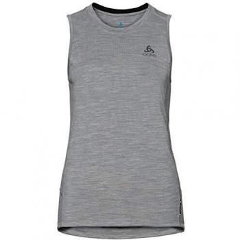 Odlo Suw Top Crew Neck Singlet Natural 100% Merino Camiseta Interior, Mujer, Camiseta, 110871, Gris y Negro, Large