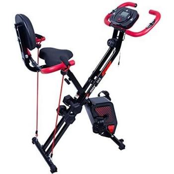 EVOLAND Bicicleta Estatica Plegable, Bicicleta Estática de Fitness Multinivel de Resistencia Magnética con Monitor Rítmo Cardíaco Viene con Mancuernas para Ejercicio Entrenamiento en Casa