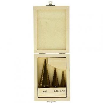 Mannesmann M54603 - Set de 3 Brocas Escalonadas HSS con Recubrimiento de Titanio