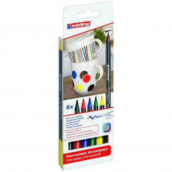 edding® Porcelain markers, round tip, 1-4 mm, ink colour: 6 assorted