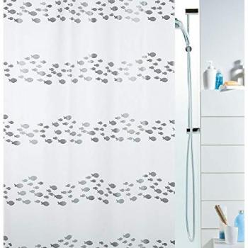 Cortina de Baño PEVA Shore Plata 180 x 200 cm - Anti-moho y Diseño Moderno