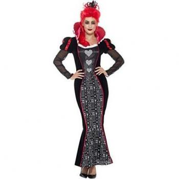 Smiffys Disfraz Deluxe de Reina de la Oscuridad gótica, Rojo, con Vestido y Diadema