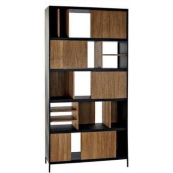 Estantería DKD Home Decor Negro Natural Hierro Fresno 98 x 36 x 200 cm