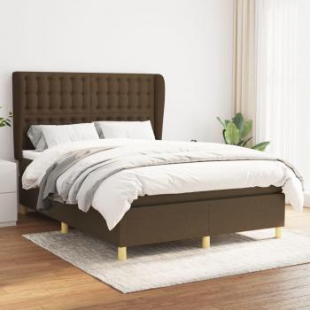 Cama box spring suave con colchón marrón oscuro 140x190 cm Tela Vidaxl