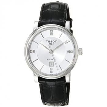 Tissot Carson Automatic Women's Watch with Diamonds - Special Pack + Extra Strap - Black Leather, 5 ATM Water Resistant
