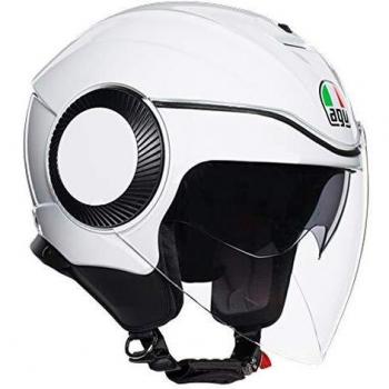 AGV Abierto E2205 Orbyt Solid Casco Moto Jet, Hombre, Blanco Perla, L