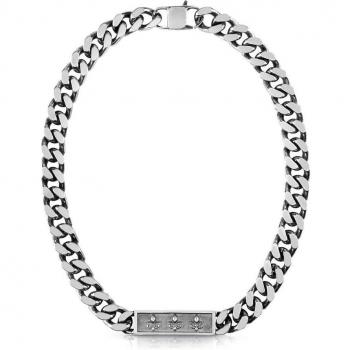 Collar Guess Knight Flower de acero plateado