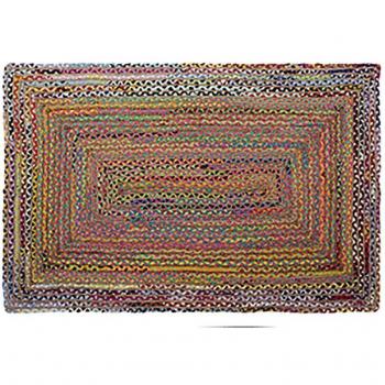 Alfombra DKD Home Decor Marrón Multicolor Jute Algodón (120 x 180 x 1 cm)
