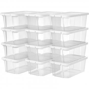 Juego de 12 Cajas de Zapatos Apilables con Tapa - Organizador Versátil para Almacenamiento, Apto hasta Talla 41, Ideal para Zapatos y Artesanías