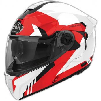 Airoh Casco Modular Specktre Clever Blanco-Rojo con diseño aerodinámico, visera ajustable, sistema de ventilación optimizado, interior desmontable y lavable, homologación ECE 22.05 y peso ligero