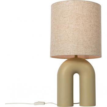 Lámpara de mesa de diseño beige con pantalla de lino beige - Lotti