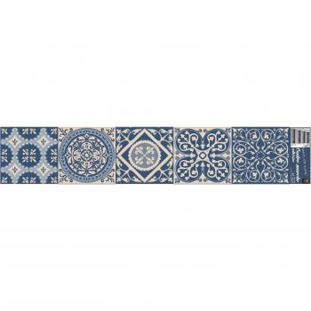 Kit de 3 Autocollantes para Escaleras 19,5x100cm - Azulejos de Cemento Azul Adhesivos para Decoración Interior/Exterior