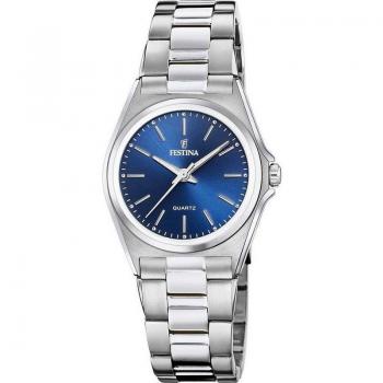 Reloj Festina Classics F20553/3 para Mujer, Caja de Acero Inoxidable 316L Gris Plata con Esfera Azul
