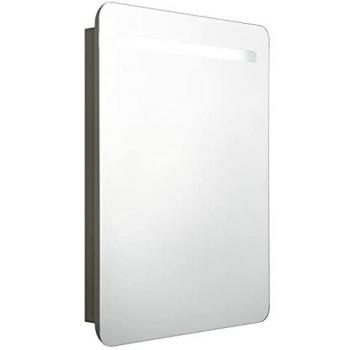 Armario de baño con espejo LED antracita 60x11x80 cm